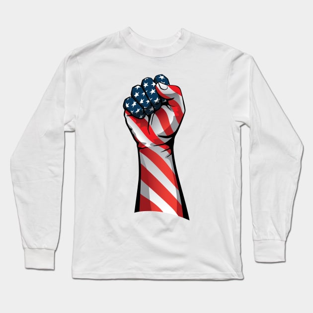 American Pride Raised Fist Long Sleeve T-Shirt by hobrath